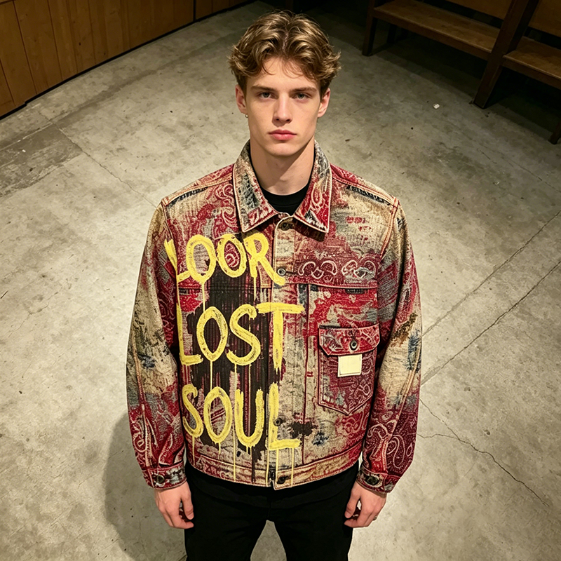 Graffiti Jacquard Denim Jacket