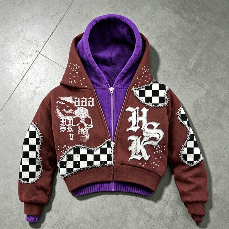 Double Checkerboard Patchwork Hoodie