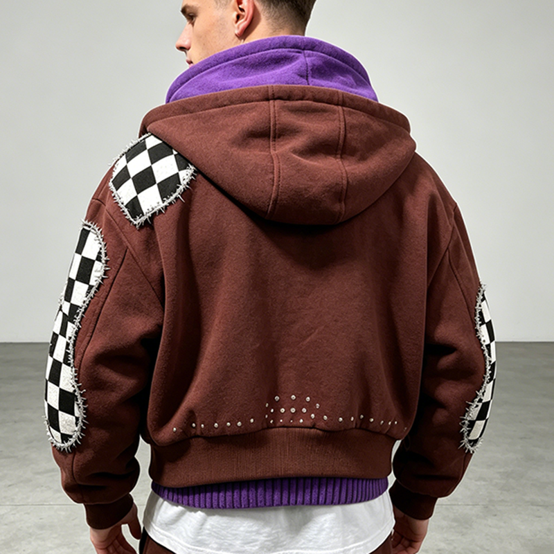 Double Checkerboard Patchwork Hoodie