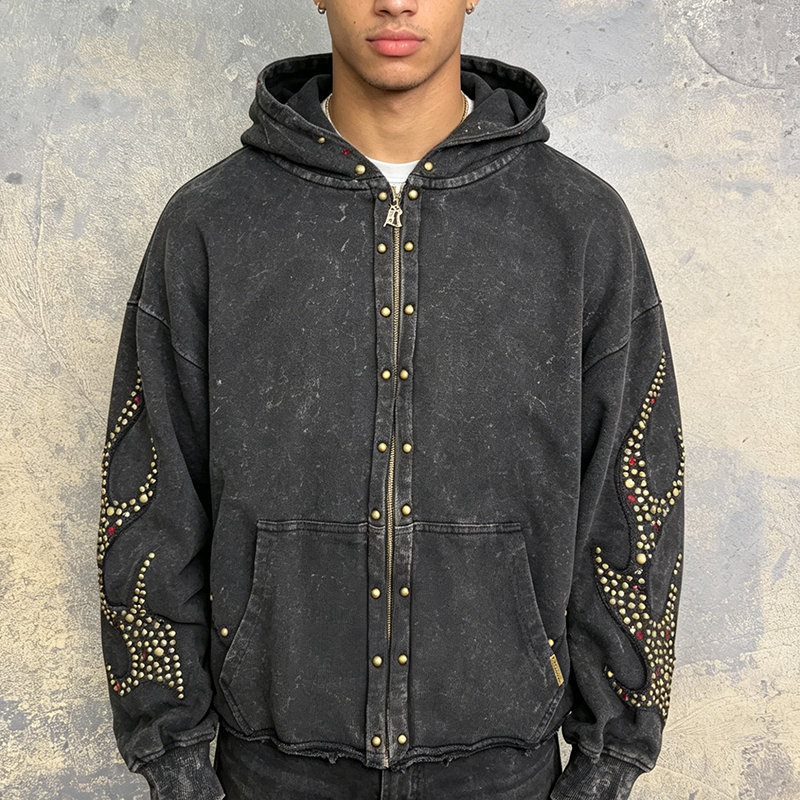 Washed inlaid hooded Hoodie