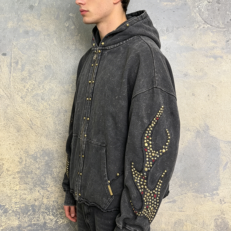 Washed inlaid hooded Hoodie