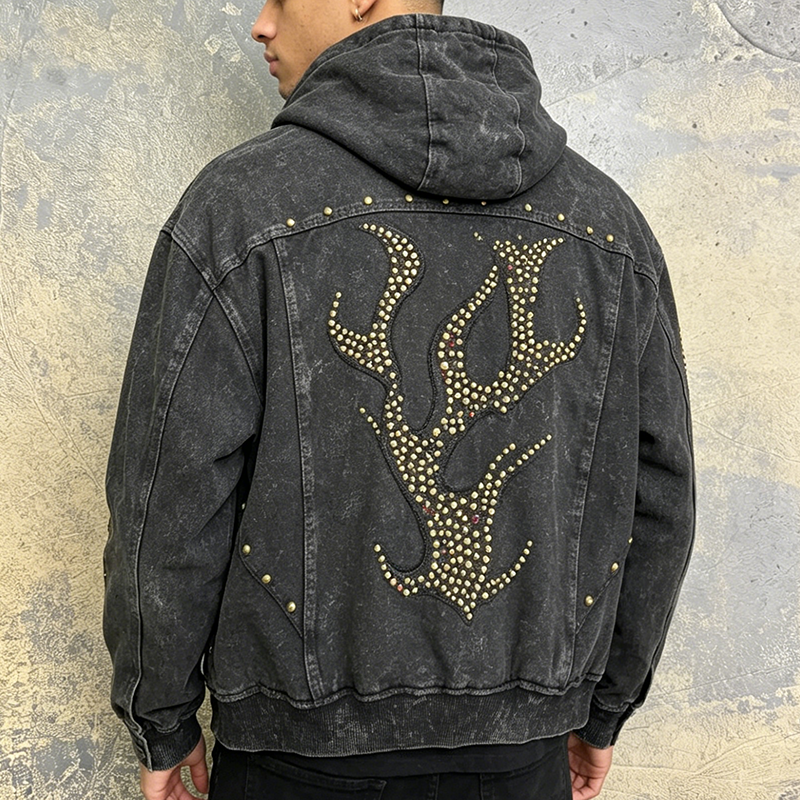 Washed inlaid hooded Hoodie