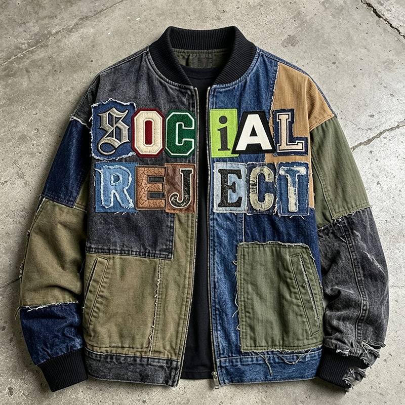 Patchwork Varsity Bomber Jacket