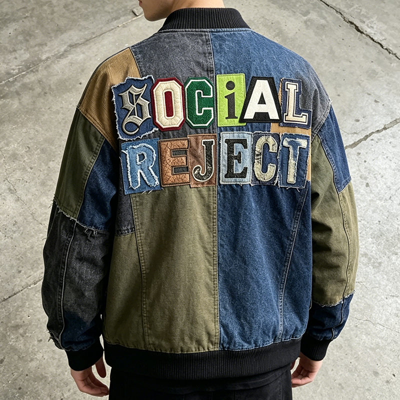 Patchwork Varsity Bomber Jacket