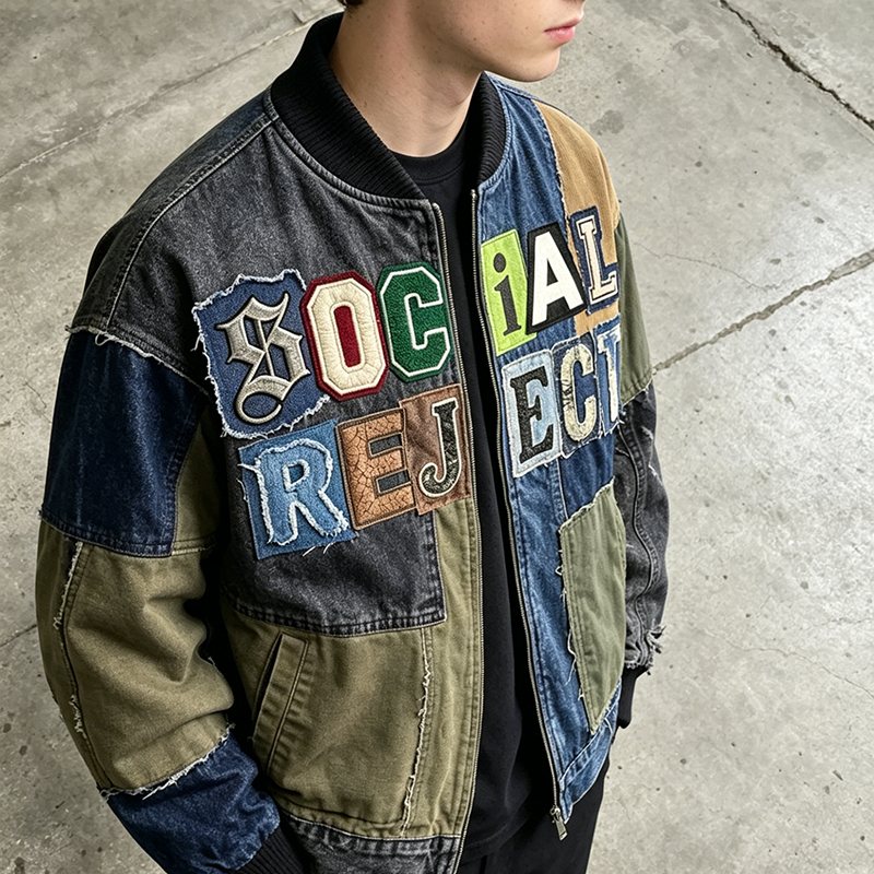 Patchwork Varsity Bomber Jacket