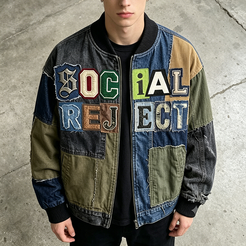 Patchwork Varsity Bomber Jacket