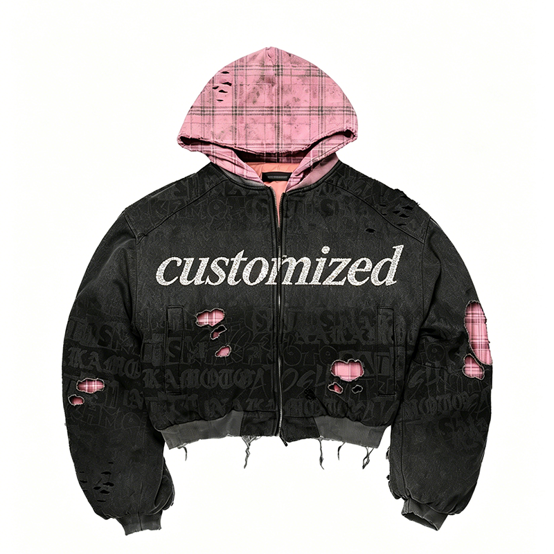 Pink Plaid Hood Edition jacket
