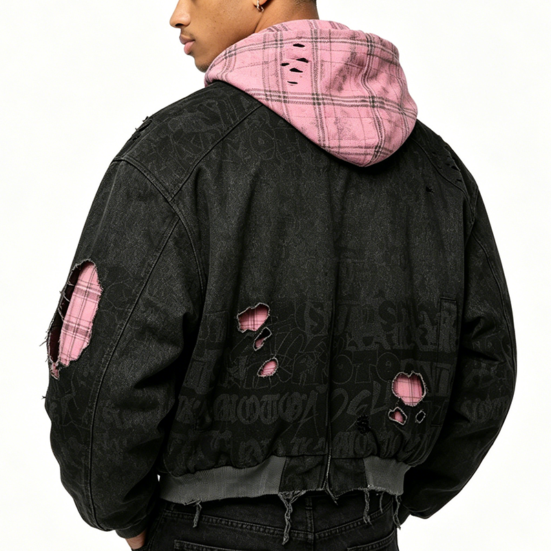 Pink Plaid Hood Edition jacket