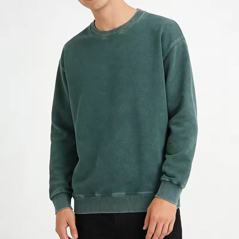 Solid Color Vintage Wash Casual Crewneck Sweatshirt