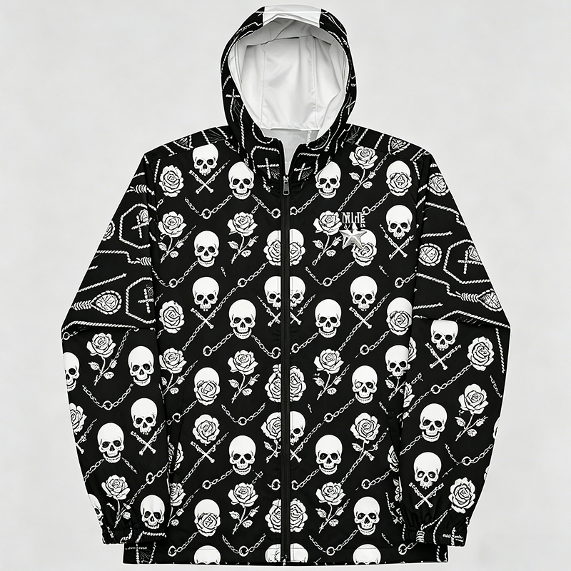 Skull rose print Hoodie