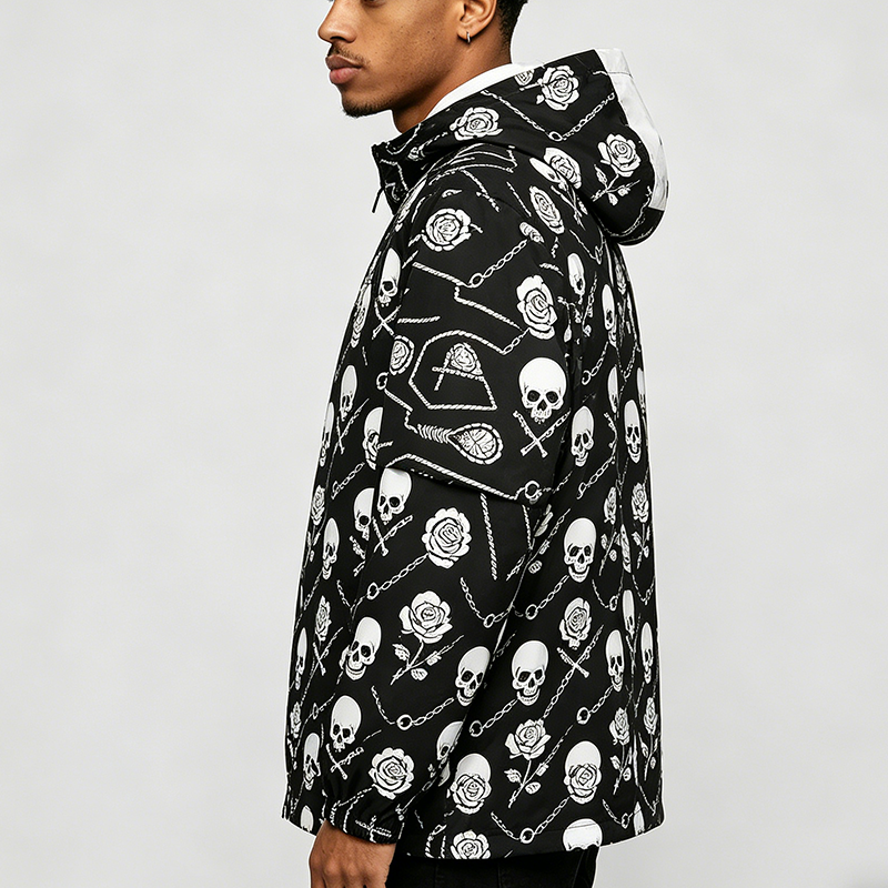 Skull rose print Hoodie