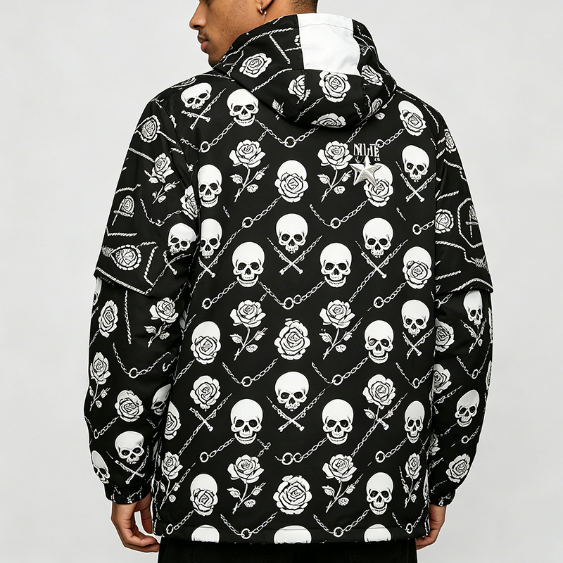 Skull rose print Hoodie