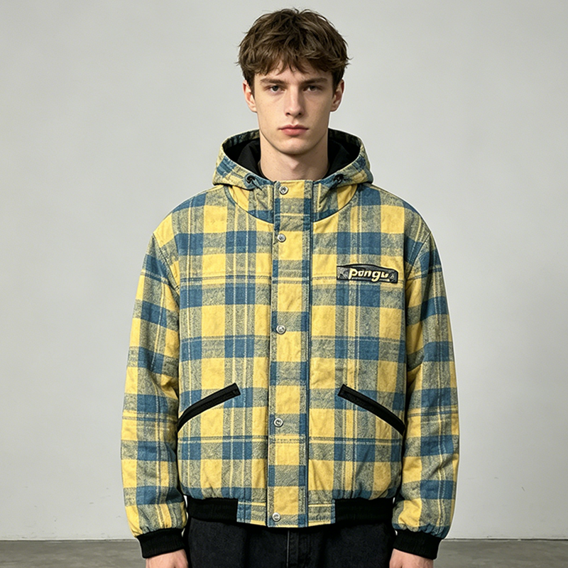 Plaid Checkered Hooded Jacket