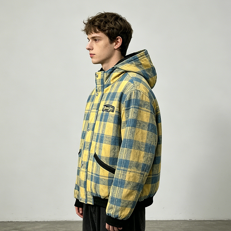 Plaid Checkered Hooded Jacket