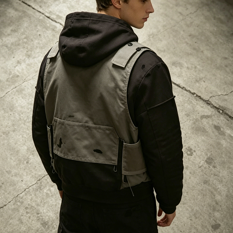Tactical Vest Layered  Hoodie