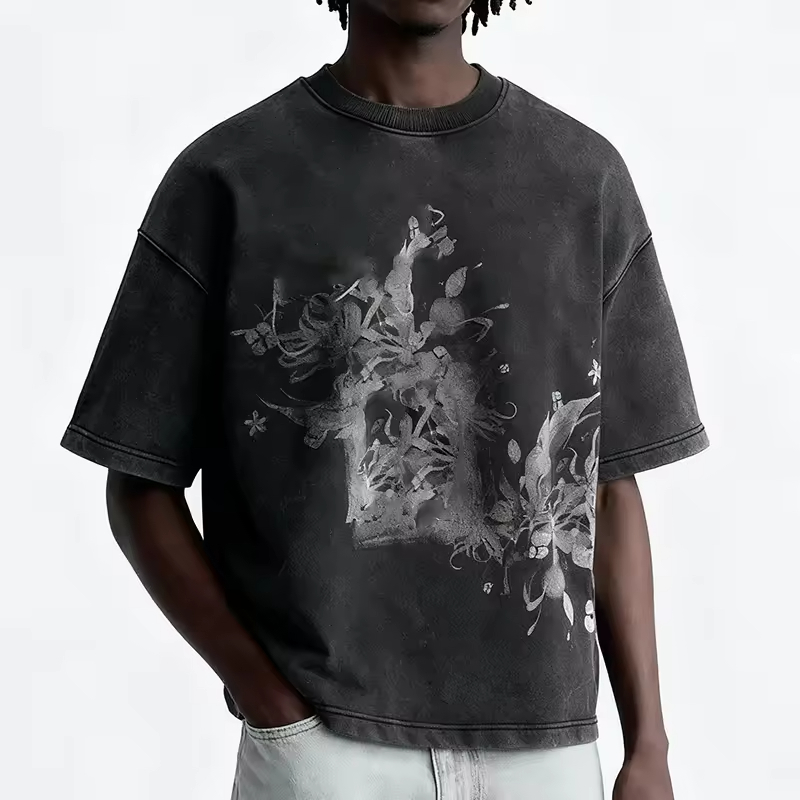 Washed Streetwear Oversized Graphic T Shirt