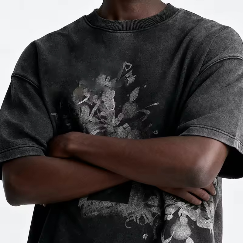 Washed Streetwear Oversized Graphic T Shirt