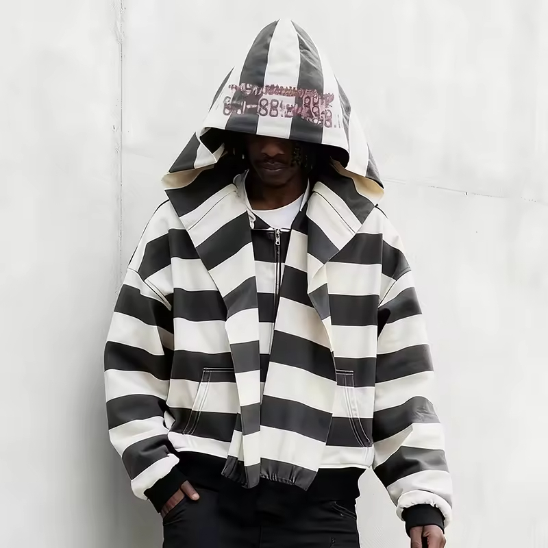 Stripe Cropped Boxy Hoodie
