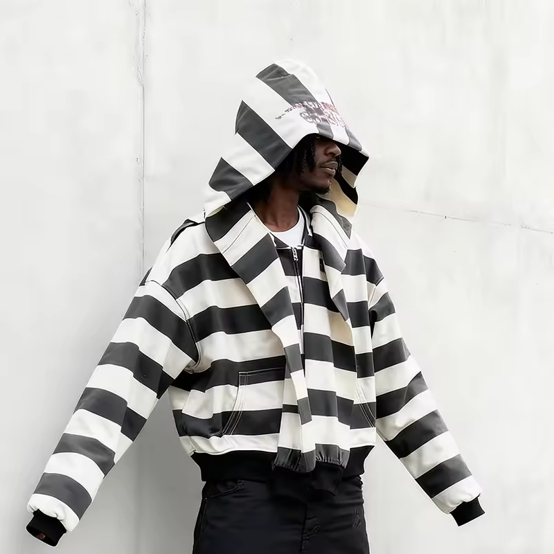 Stripe Cropped Boxy Hoodie