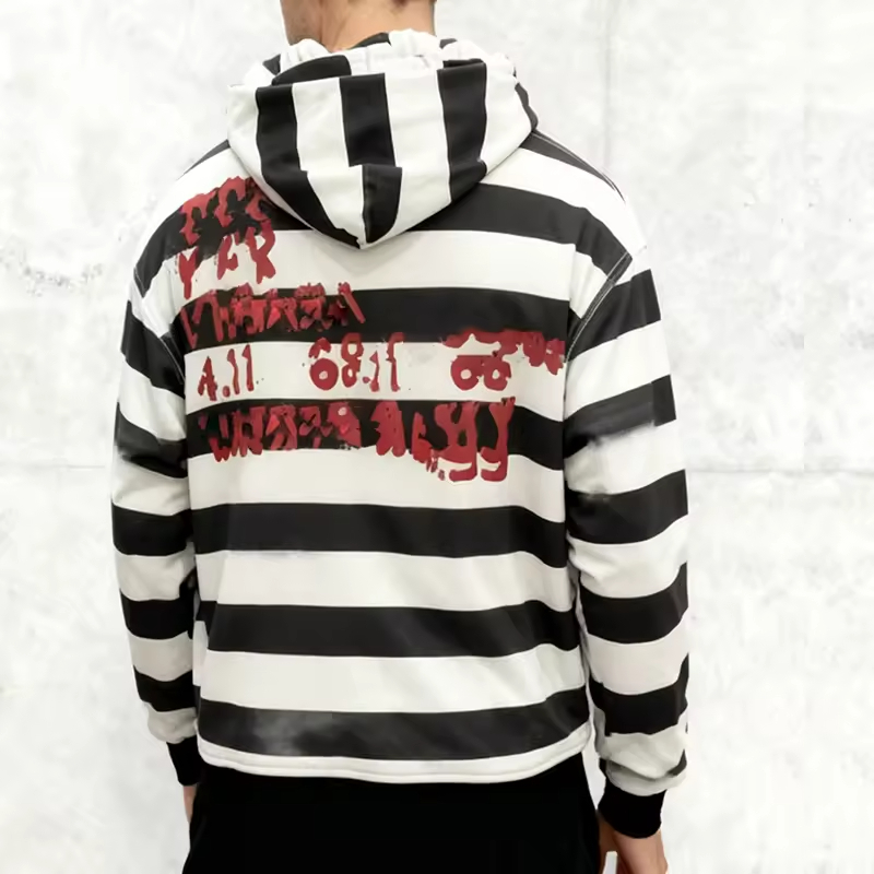 Stripe Cropped Boxy Hoodie