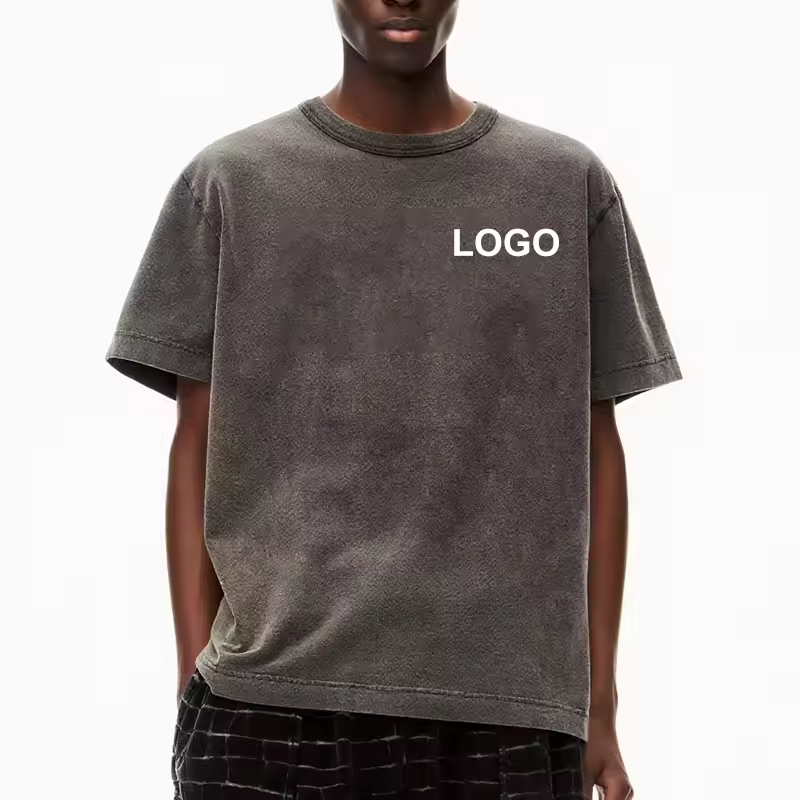 Washed Grey Relaxed Fit T Shirt Men