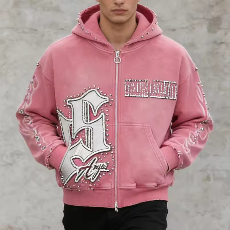 Vintage Zip up Washed Hoodie