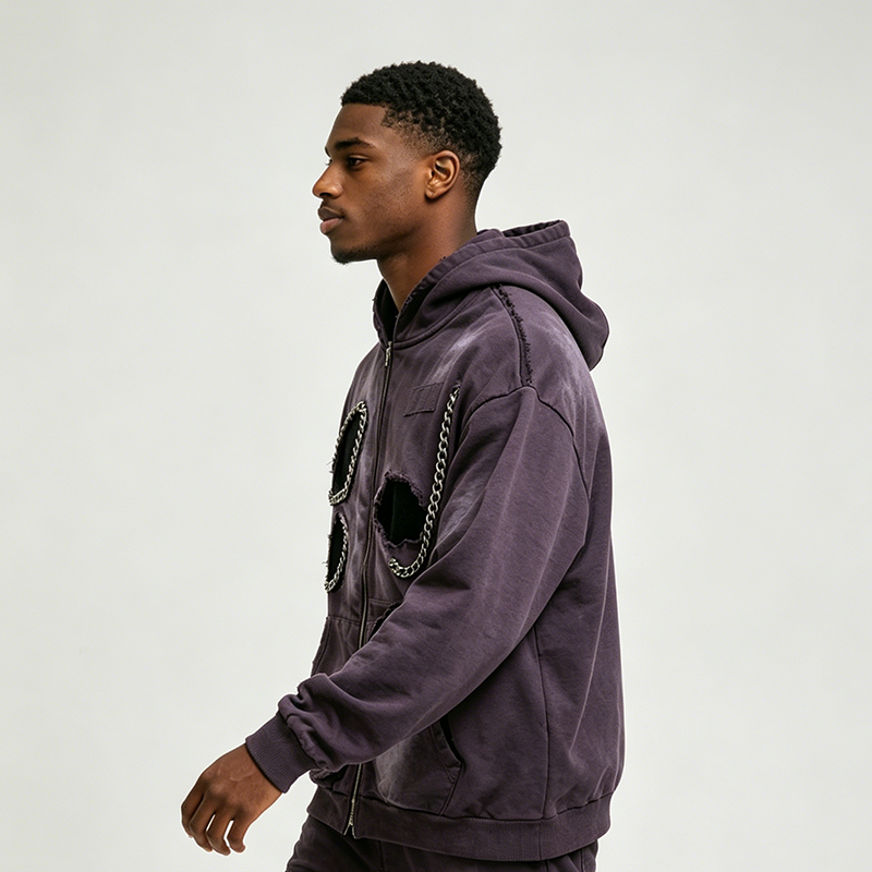 Washed Purple Zip-Up Hoodie