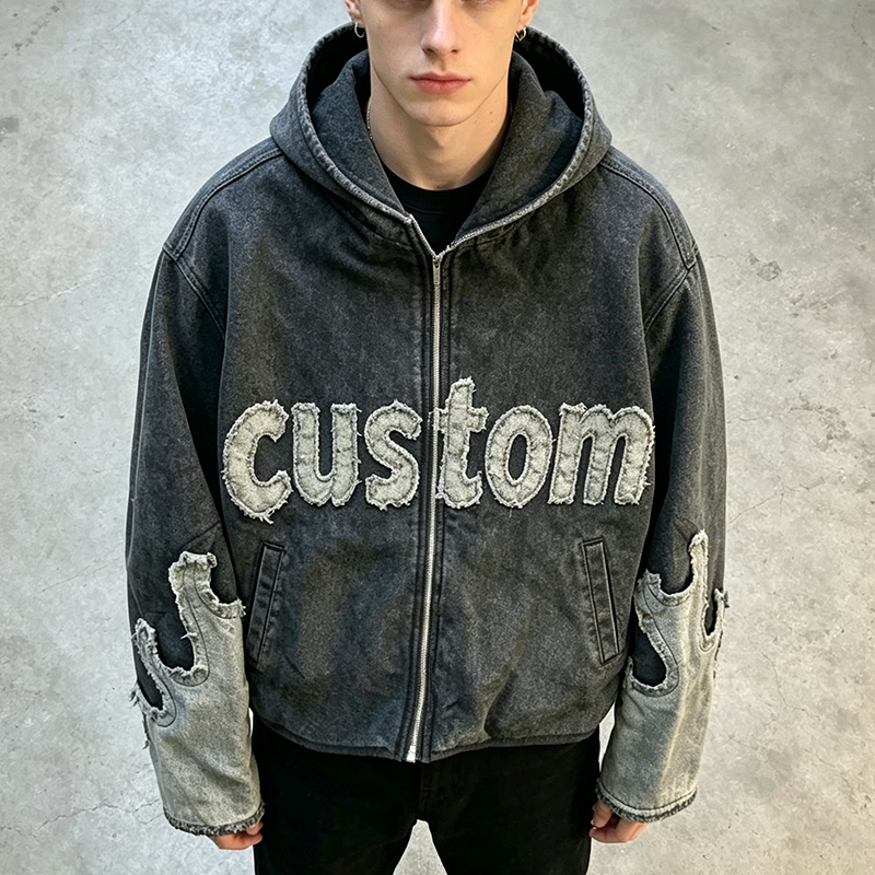 Distressed Applique Hoodie