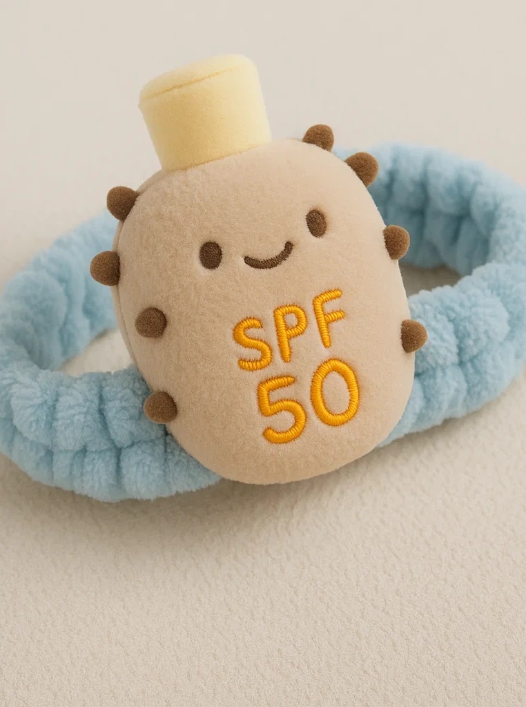 Čelenka pro miminka s plyšovou lahví SPF 50 ve stylu kaktusu