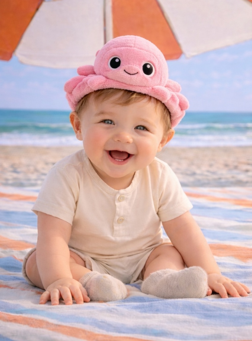 Octopus Plush Baby Headband - Soft Marine Animal Hairband for Newborns