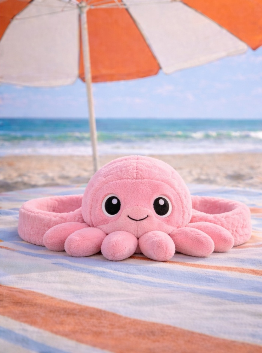 Octopus Plush Baby Headband - Soft Marine Animal Hairband for Newborns