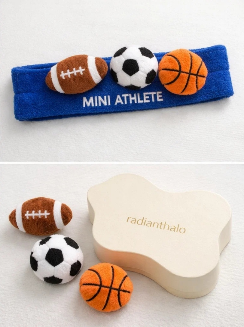 Mini Athlete Baby Headband - 3 Sport Balls Design