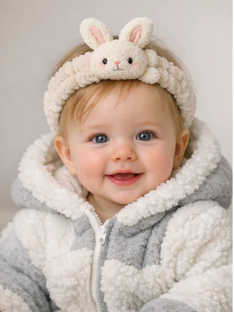 Bunny Ears Baby Headband with Soft Plush Rabbit Design