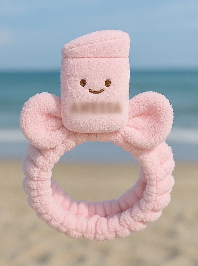 Pink Bottle Baby Headband – Plush Sunscreen Style