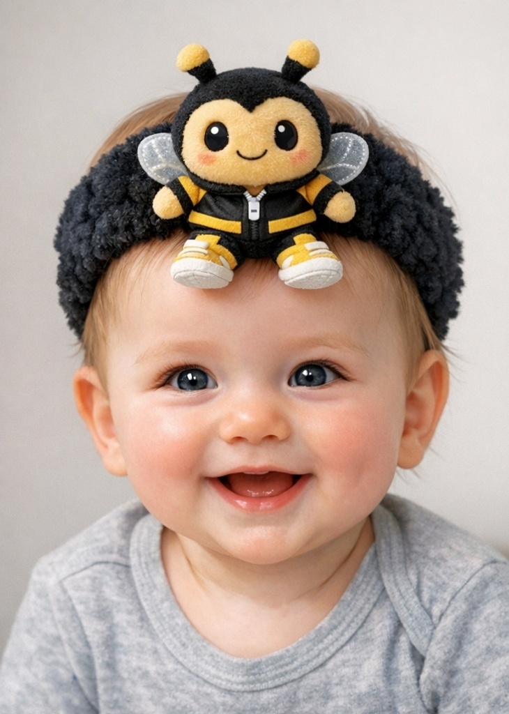 Plush Penguin Baby Headband - Cozy Winter Outfit with Cute Penguin Plush Toy