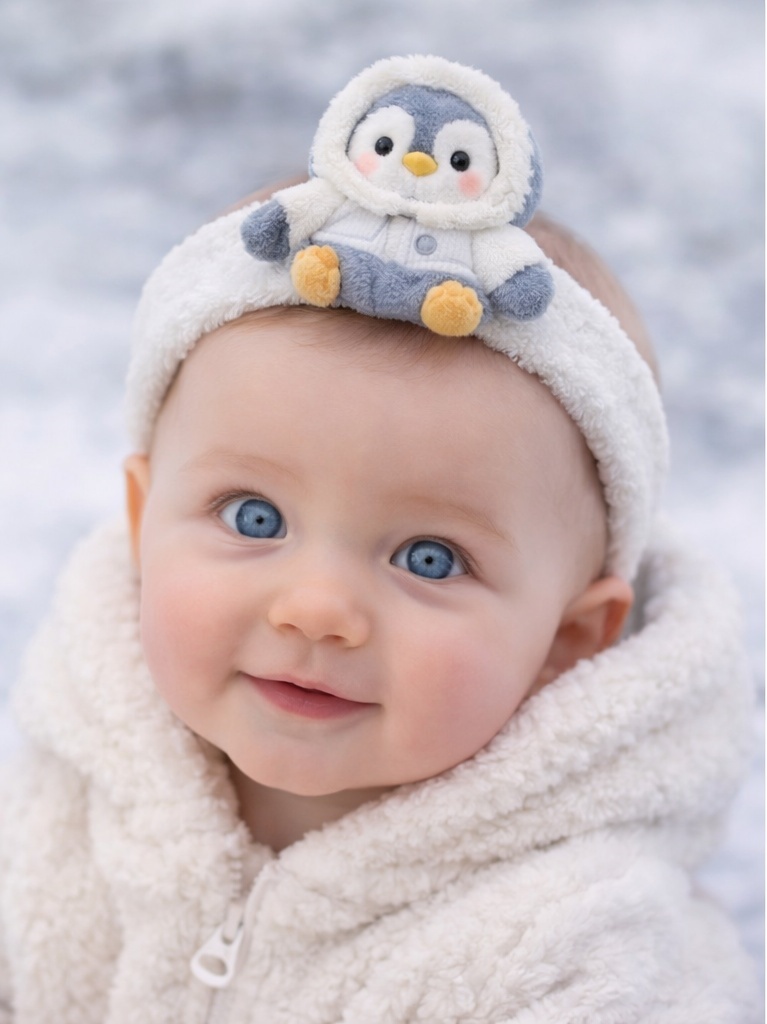 Soft Baby Headband with Green Frog Plush Toy for Photo Shoots