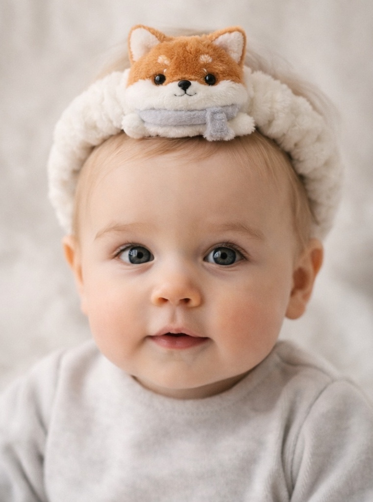Soft Plush Fox-Themed Baby Headband – Ideal for Winter Photoshoots