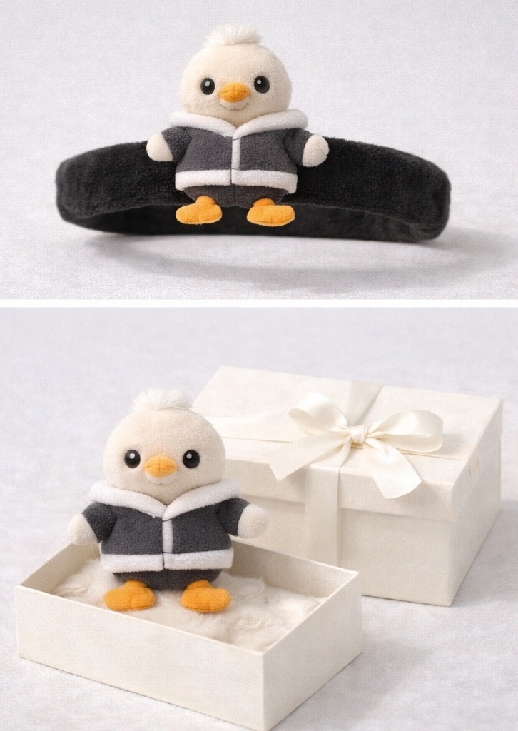 Plush Seagull Baby Headband with Winter Jacket - Cute Seagull Plush Toy for Baby Photoshoots
