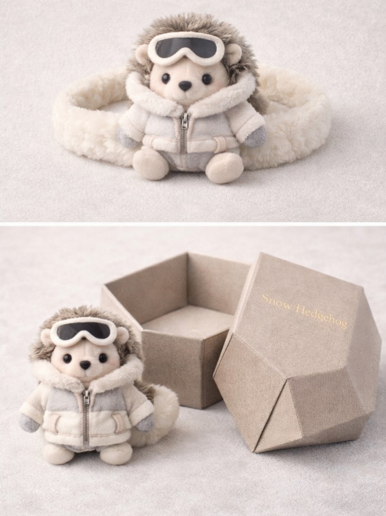 Snow Hedgehog-Themed Plush Baby Headband – Winter Cute and Cozy for Babies