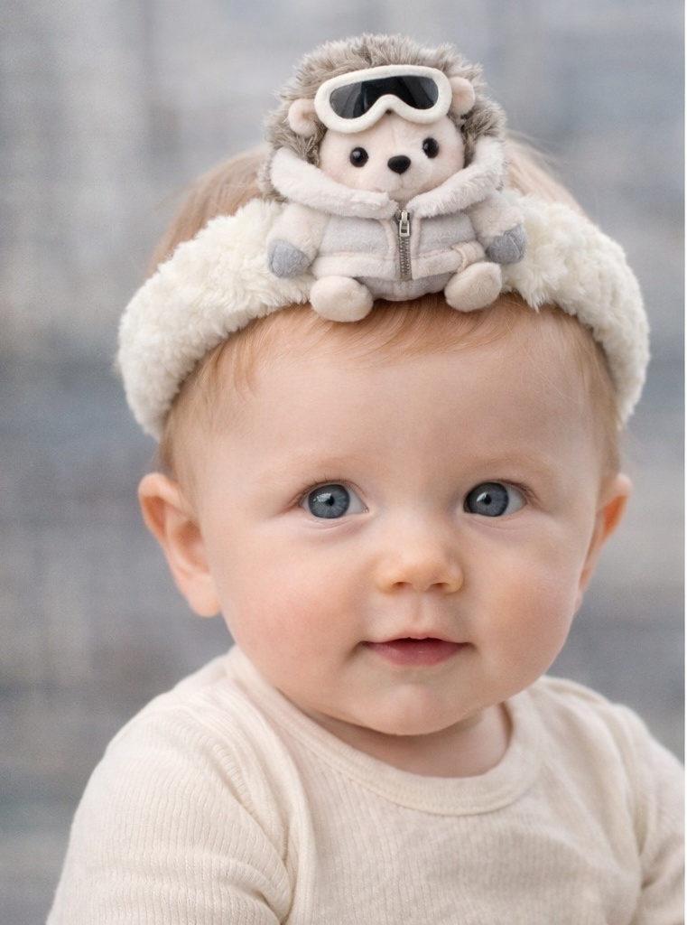 Snow Hedgehog-Themed Plush Baby Headband – Cozy Winter Baby Accessory