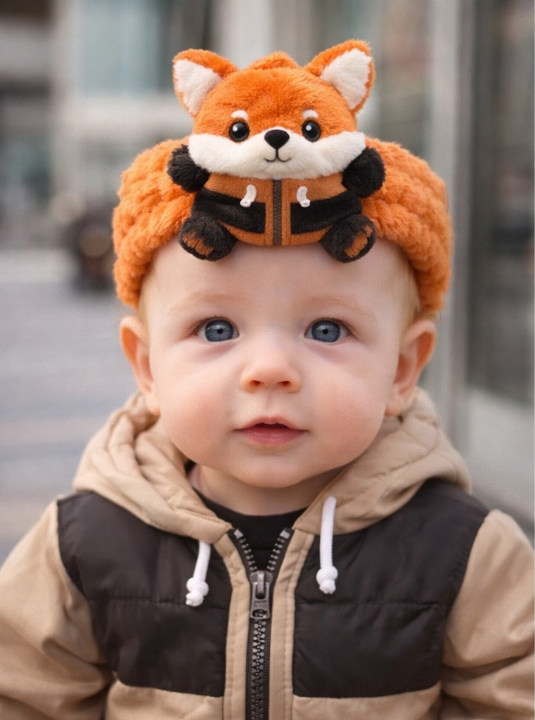 Baby Raccoon-Themed Plush Headband – Stylish and Cozy for Winter Photo Sessions