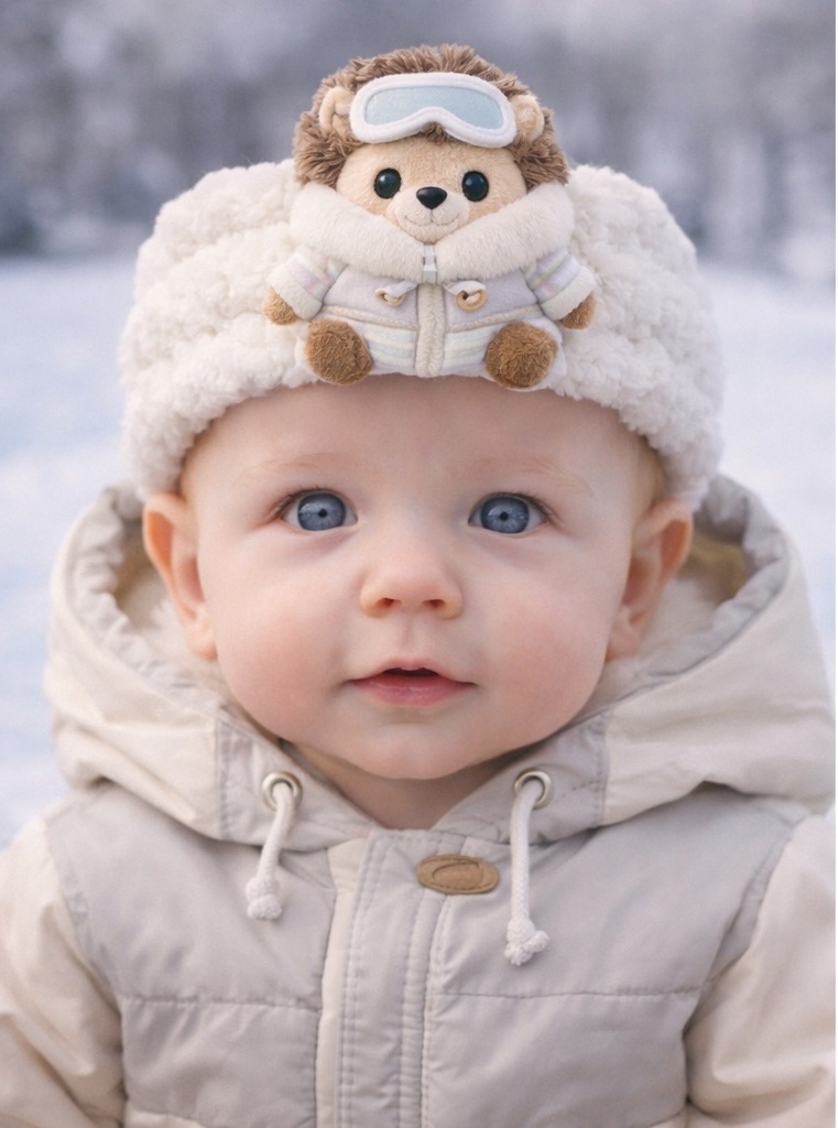 Baby Raccoon-Themed Plush Headband – Stylish and Cozy for Winter Photo Sessions