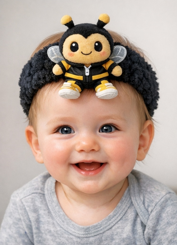 Baby Headband with Cartoon Bee | Cute and Soft Headbands for Baby Photography