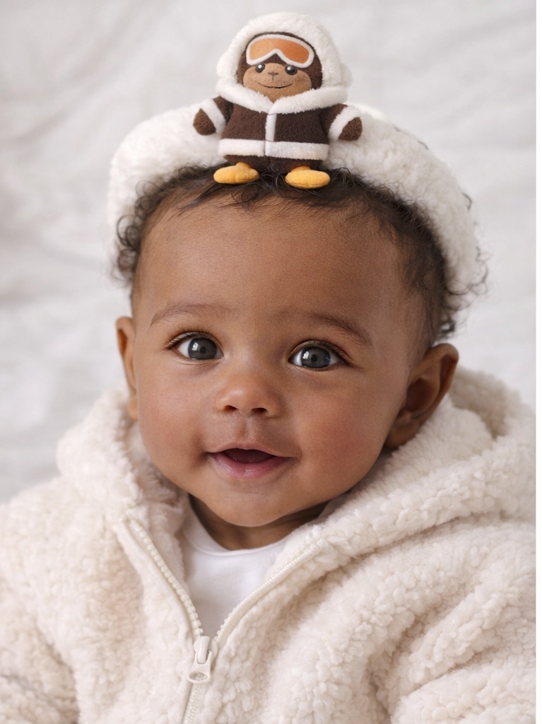 Baby Headband with Cartoon Monkey | Soft and Cozy Headbands for Baby Photos