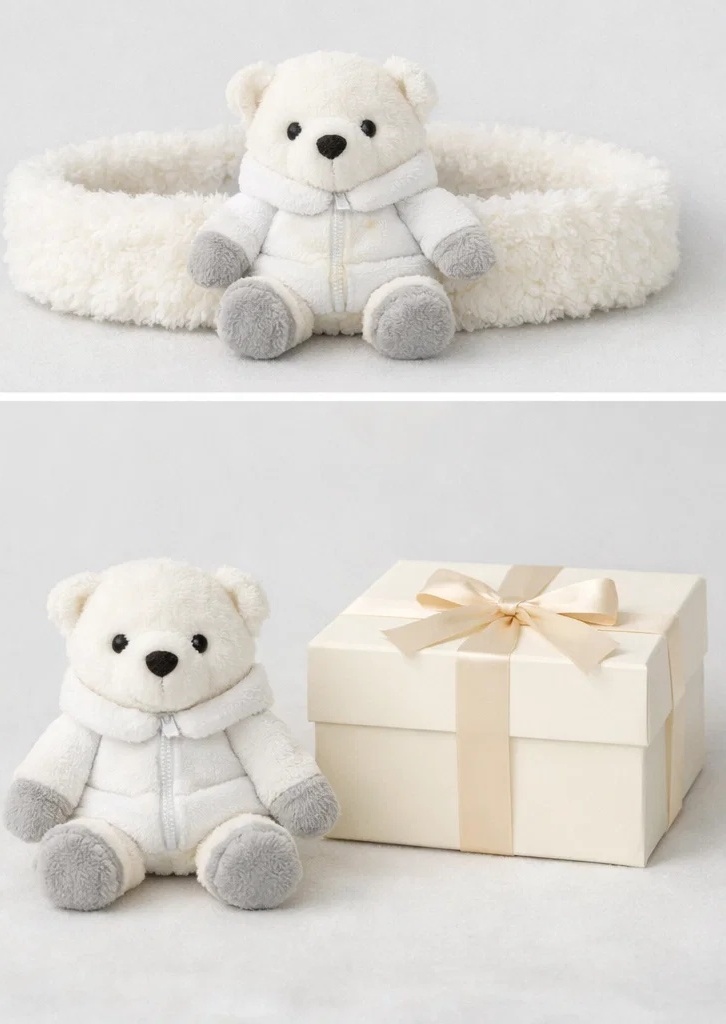 Winter Polar Bear Baby Headband – Cozy Fleece with Adorable Snowy Details