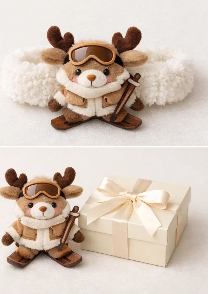 Reindeer Plush Baby Headband – Cozy Winter Style with Goggles and Antlers