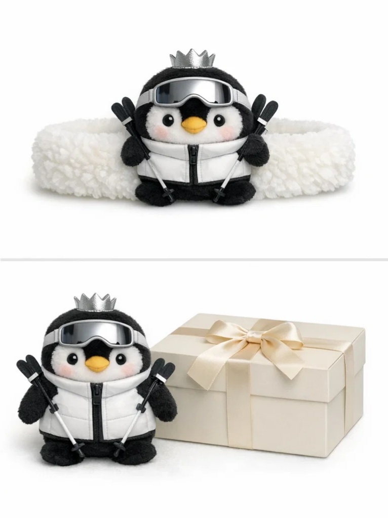 Baby Penguin-Themed Plush Headband – Cozy and Cute for Winter Photoshoots