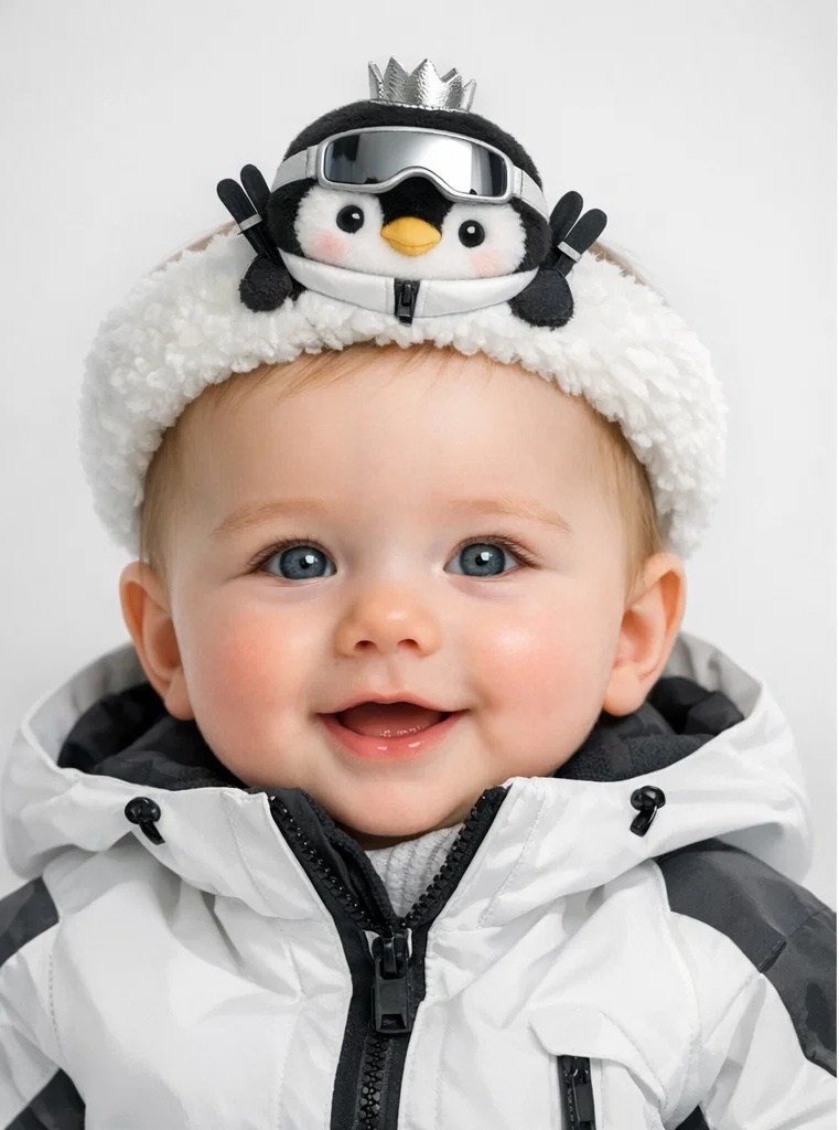 Baby Penguin-Themed Plush Headband – Cozy and Cute for Winter Photoshoots
