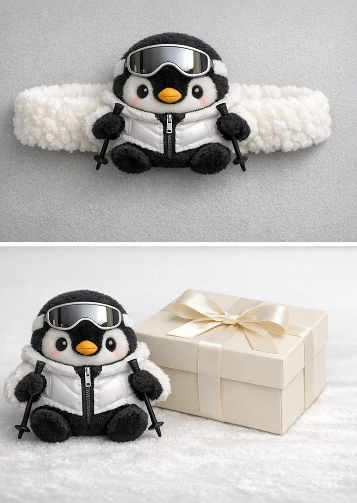 Penguin Baby Headband – Winter Fleece with Ski Goggles for Cute Baby Style