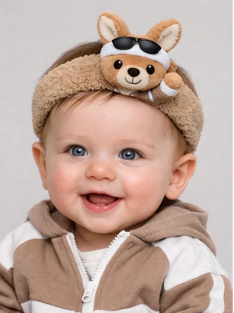 Kangaroo Baby Headband – Cozy Fleece with Adorable Sunglasses